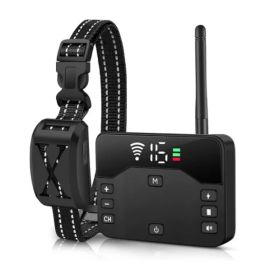 2 In 1 Wireless Electric Dog Fence Waterproof Pet Shock Boundary Containment System Electric Training Collar for Small Medium Large Dogs (Option: Black)