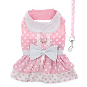 Polka Dot and Lace Dog Dress Set - Pink (Option: X-Large)